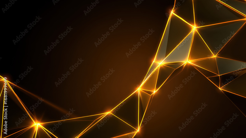 Poster vibrant abstract background featuring glowing golden lines and geometric shapes, creating sense of d