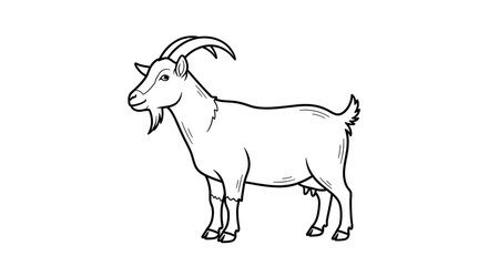 Cartoon Goat Line Art Illustration