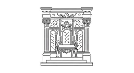 Ornate Throne Line Art Illustration