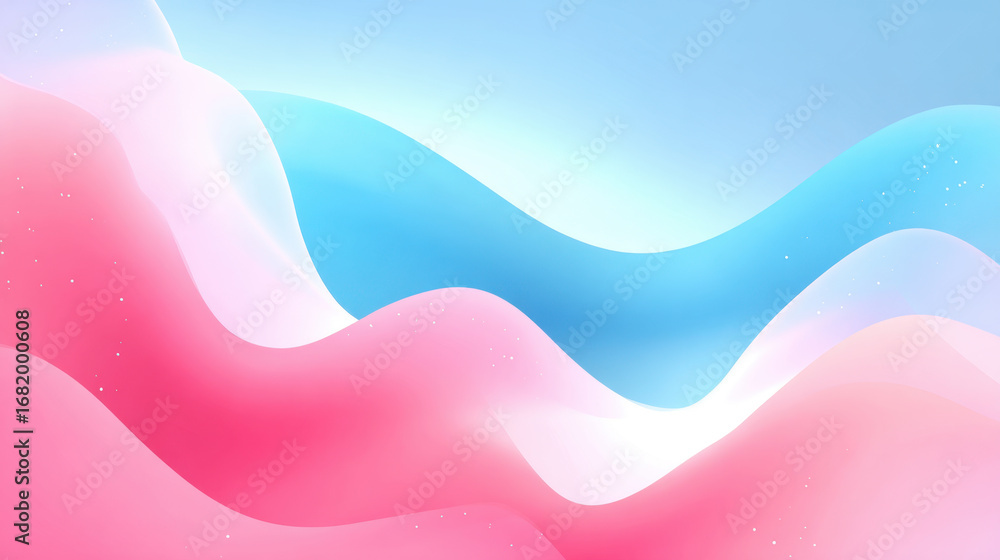 Poster soft waves of pink and blue blend seamlessly in this abstract background, creating serene and calmin