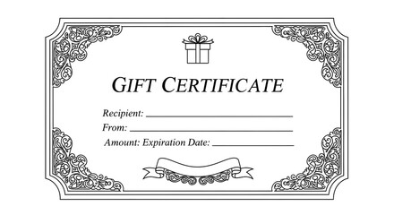 Ornate Gift Certificate Template with Gift Icon