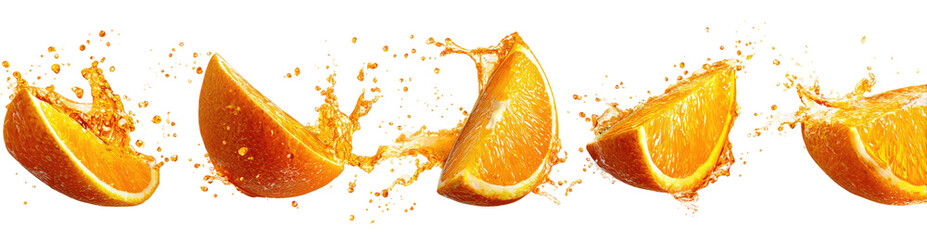 Orange slices bursting with juice