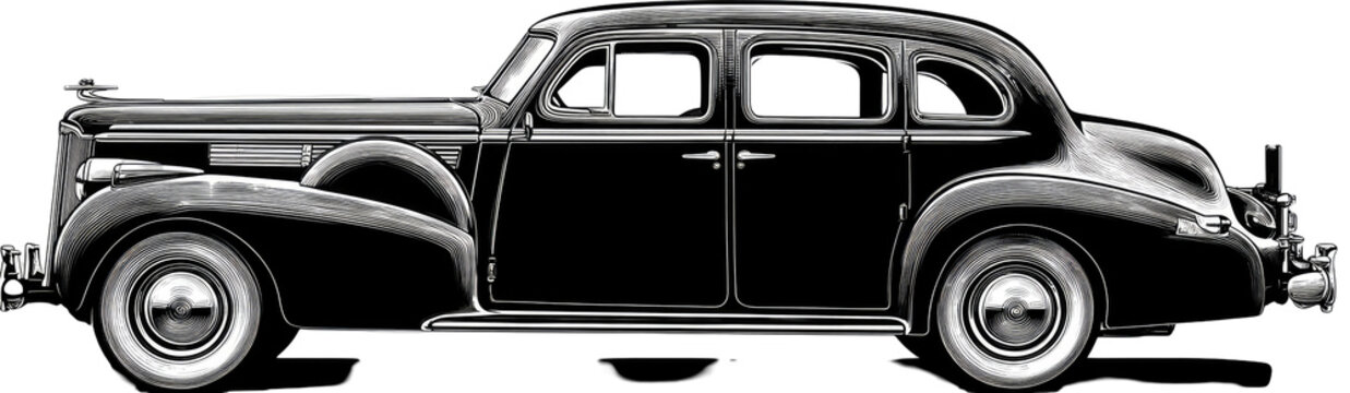 Vintage black classic car side view