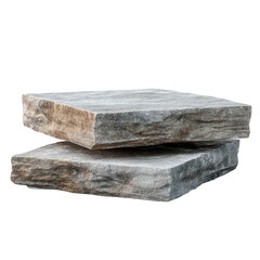 Two gray stone slabs stacked isolated on black background