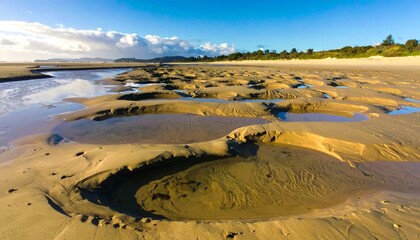 Sandy beach with shallow pools