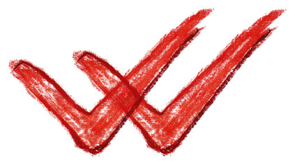 Two overlapping, stylized red checkmarks