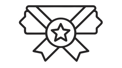 Outline Icon Award Medal Minimalist Black White Recognition Honor Prize Symbol