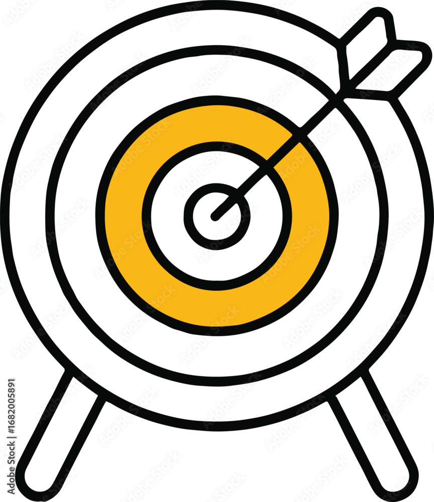 Poster hitting the target with precision and achieving goals isolated on white background, symbolizing accu