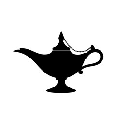 Magic Lamp Silhouette Icon &ndash; Vintage Aladdin Oil Lamp Design