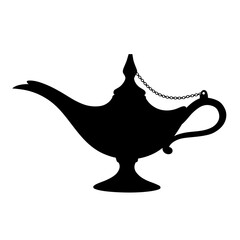 Magic Lamp Silhouette Icon &ndash; Vintage Aladdin Oil Lamp Design