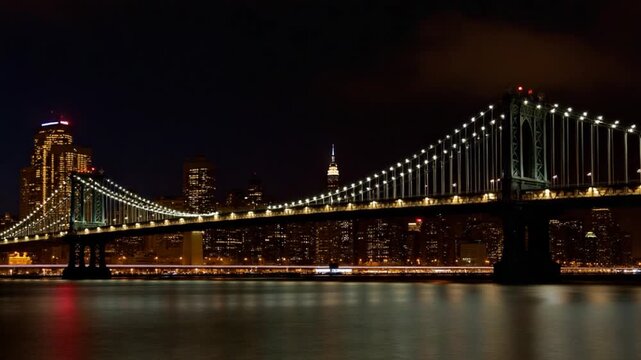 Experience the stunning night view of the iconic Queensboro Bridge in New York City