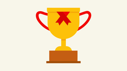Prestigious Gold Trophy with a Red Ribbon Tied Around It Award