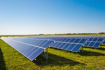 Large Solar Panel Farm in Green Field