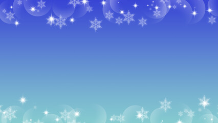 Transparent snowflake border on blue gradient background
