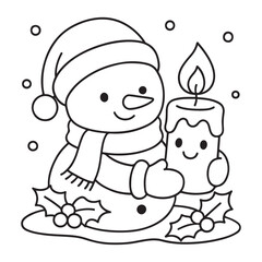 cute candle with holly bold & easy cute christmas coloring page, Whimsical Gingerbread House Coloring Pages for Kids & Adults, Christmas Coloring Pages, bold & easy cozy winter coloring book pages, 