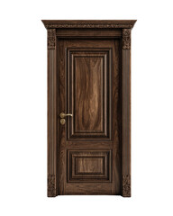 Ornate wooden door with detailed carvings and trim