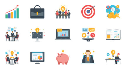 A vector set of flat business and finance icons for web and mobile design