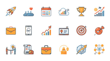 Shopping and e-commerce vector icons set for web design and business