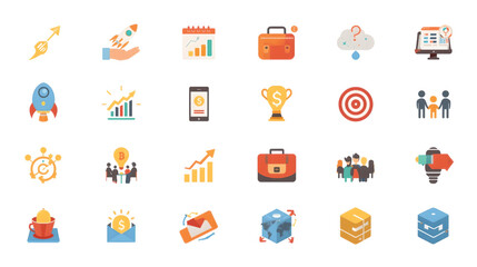 Vector flat design icons set for web, social media, marketing, and business websites