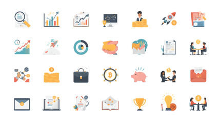 A modern set of flat medical icons for web design, business, and social media marketing