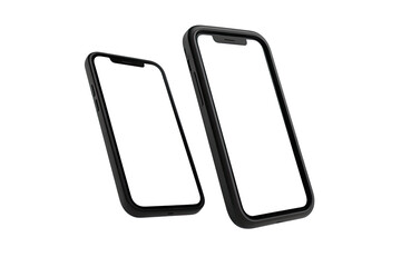Two dark gray phone cases, one slightly larger, floating in space