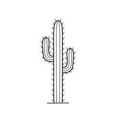 Cactus. Desert spiny plant. Sketch doodle icon. Isolated vector illustration.