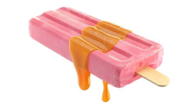 Pink Popsicle with Caramel Drizzle on Clear Setting
