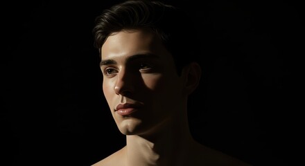 Portrait of Young Man with Dramatic Shadow Lighting