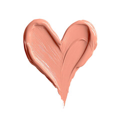 A peach-toned heart shape, created with a smudged, liquid-like substance. The heart's edges are slightly rough, suggesting a hand-drawn or textured application