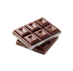 Two stacked dark chocolate bars, showing a contrasting light filling