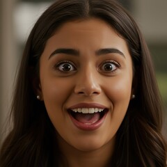 Fototapeta premium Close-up of Smiling Young Woman with Happy Expression