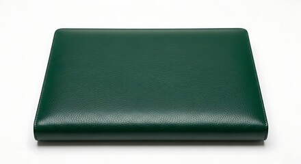 Fototapeta premium Emerald Green Leather Wallet - Minimalist Design on White Background, Studio Lighting.