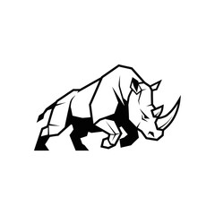 Fototapeta premium Geometric Rhino Charge - Powerful Stylized Wildlife Illustration.