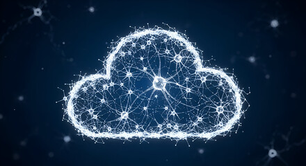 Abstract cloud network illustration symbolizing interconnected technology and data solutions on a