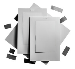 Stacked white papers, geometric composition