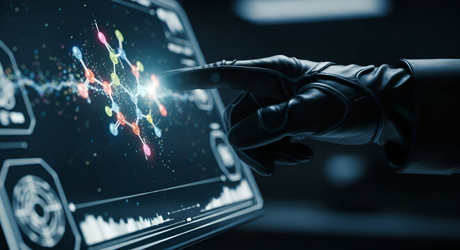 Futuristic Molecular Analysis: A Researcher's Touch on Advanced Interface Screen