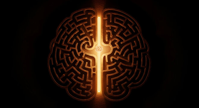 Navigating cognitive labyrinths: A brain maze illuminated with golden intelligence