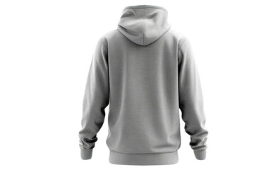 Light gray hoodie, back view.  Plain, unadorned