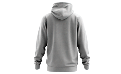 Light gray hoodie, back view.  Plain, unadorned