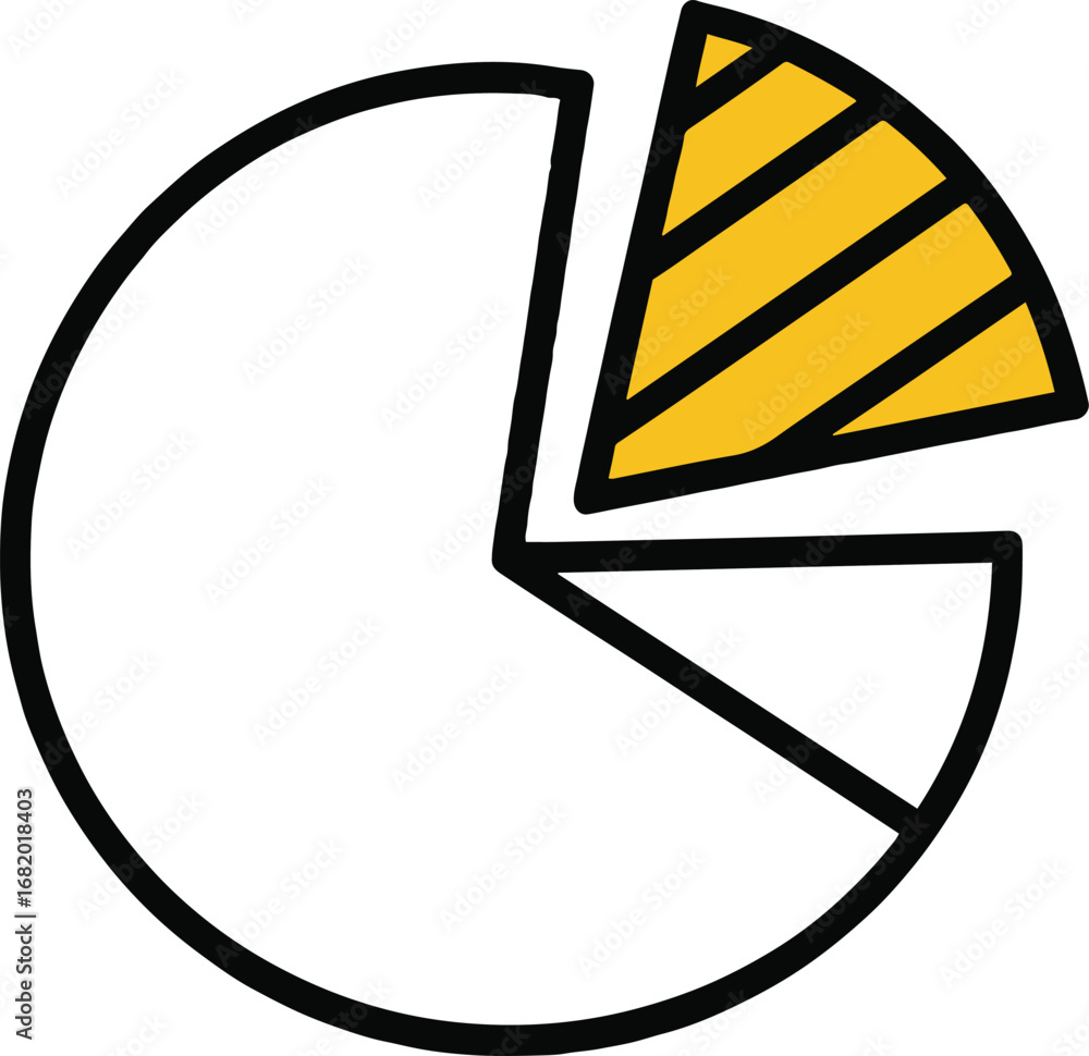 Poster handdrawn pie chart icon isolated on white background, a simple and modern graphic representation of