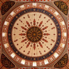 Fototapeta premium Ornate dome ceiling showcasing intricate patterns and vibrant colors.