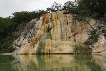 Petrified waterfall landscape in Hierve el Agua, Oaxaca