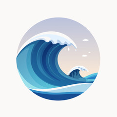 Ocean Waves Circle Graphic Design