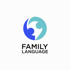 Chat design logo, people talking family together human unity chat logo vector icon template element