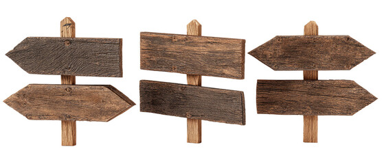 Three rustic wooden directional signs (3)