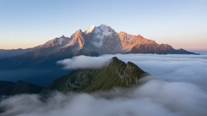 Obraz premium Majestic Sunrise over the Alps Mountain Peak Emerging from Clouds