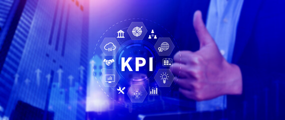 KPI, Key Performance Indicator concept, Management data System KPI connected database follow...
