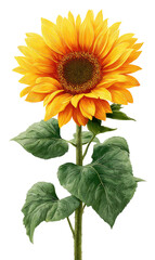 Obraz premium Vibrant sunflower with detailed petals and leaves