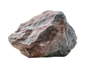 Close-up of a rough, irregular rock.  Variegated shades of gray and reddish-brown.  Solid, natural form