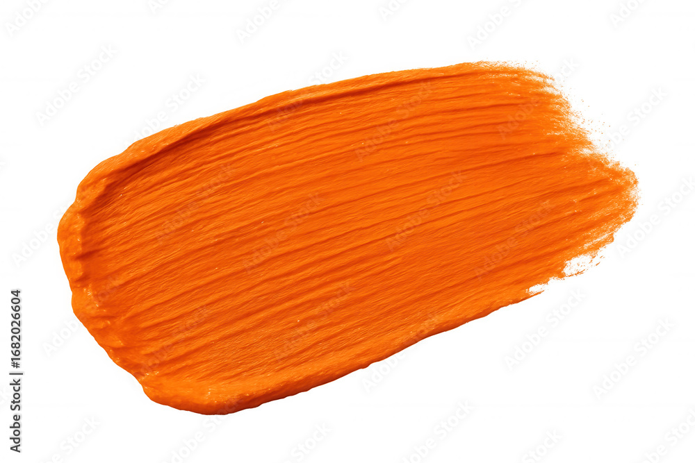 Poster orange paint brushing onto transparent surface, building textured graphic design element with vibran